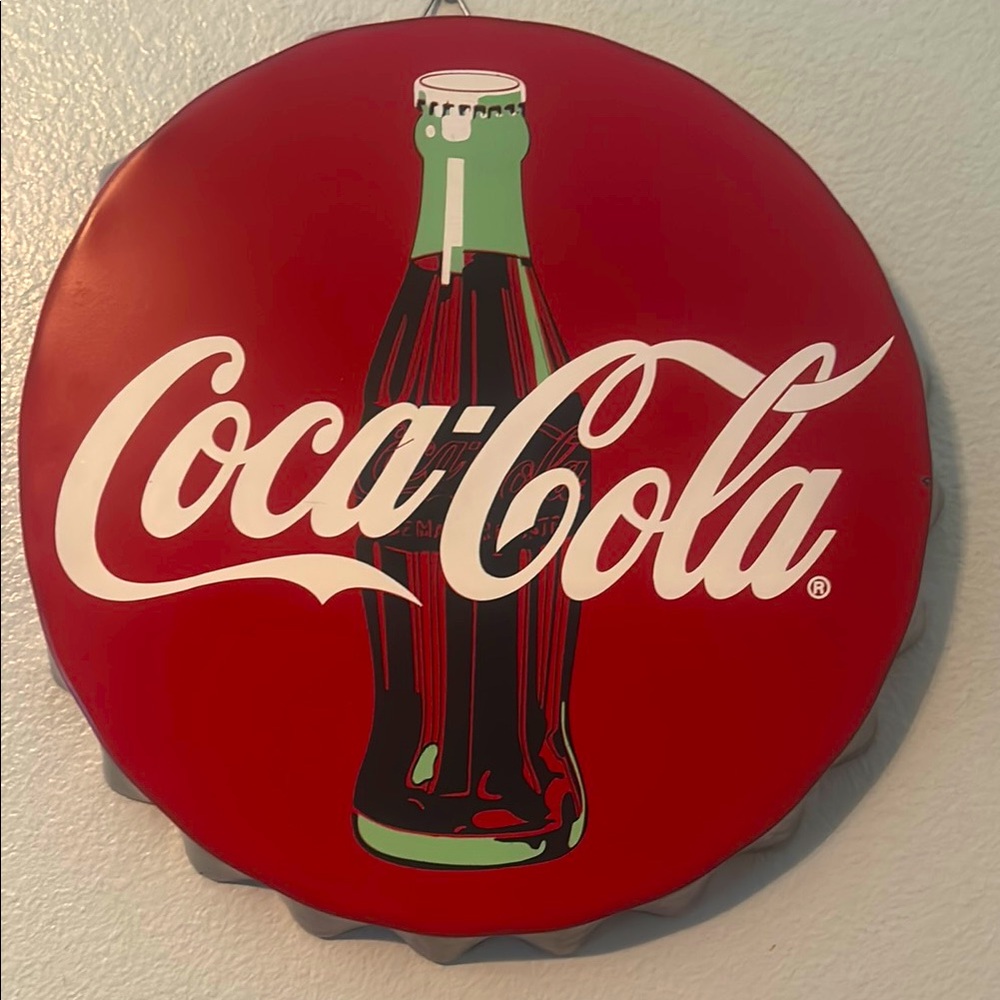 Coca Cola Tin Bottlecap Wall Sign- 12” - Picture 2 of 5